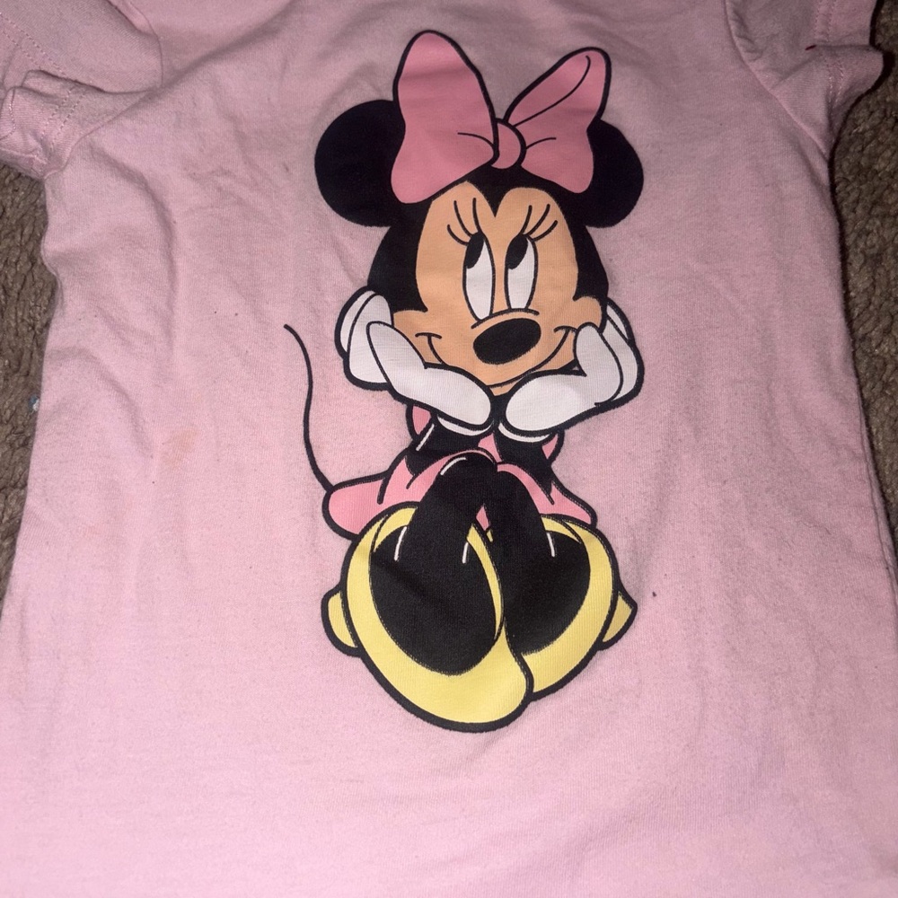 Disney Pink Minnie Mouse Graphic Tee with Yellow Shoes